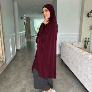 عبايات إسلامية بأكمام حجاب نسائي شال طويل غطاء كامل لون سادة ملابس صلاة حجاب عادي من القطن القنب الفاخر